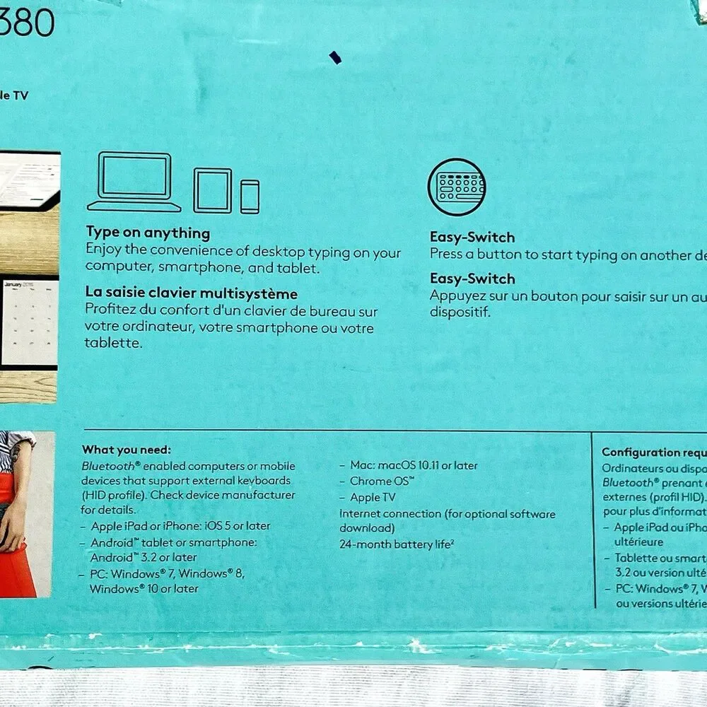 Logitech Bluetooth Keyboard K380 Multi-Device Wireless Easy Switch QWERTY
